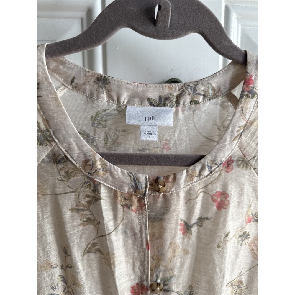 J. Jill Cream Floral Tunic Dress with Pink & Green Accents - Picture 3 of 7